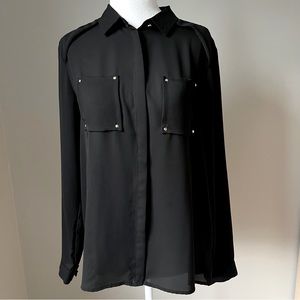 H&M Black Shear Long-sleeve Blouse Shirt